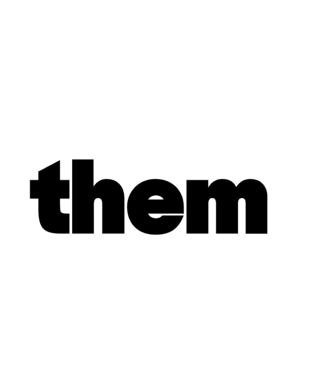 Black and white logo for the magazine Them