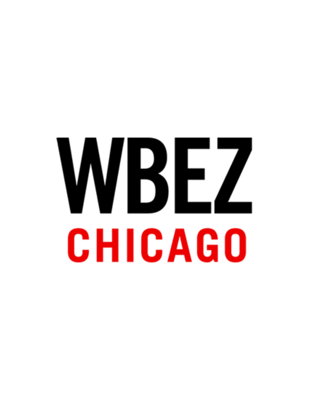 Logo for WBEZ Chicago, featuring black text and red accents.