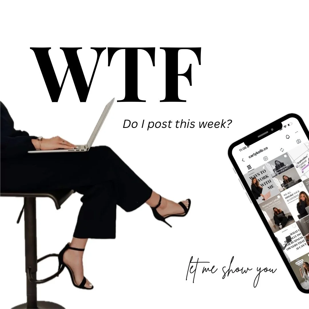 WTF do I post this week?....
is SUCH a common question. here&rsquo;s my breakdown to help you tackle content for the week, and it only takes 4 hours total.

simple enough to actually follow so you don&rsquo;t get overwhelmed and just... don&rsquo;t p