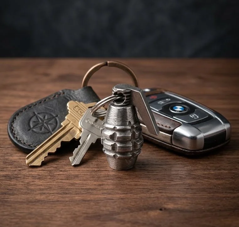 Tactical Cast Metal Mini Grenade Keychain
