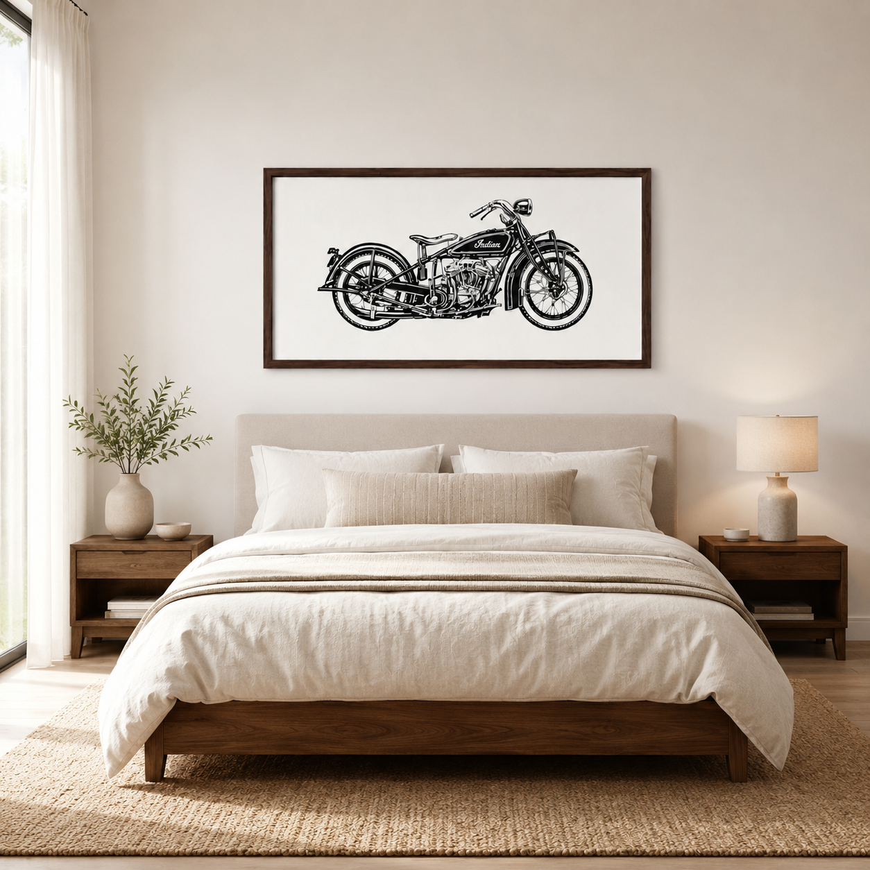 Vintage Indian Motorcycle Engraved Wood Wall Art
