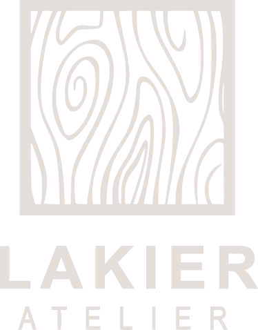 Lakier Atelier logo. Lakier Atelier creates handcrafted wood wall art, luxury judaica and custom decor from premium hardwoods. Every piece is individually crafted and hand-finished, combining modern design with timeless craftsmanship.