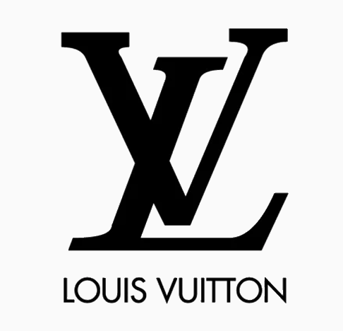 Louis Vuitton logo with stylized LV and brand name underneath