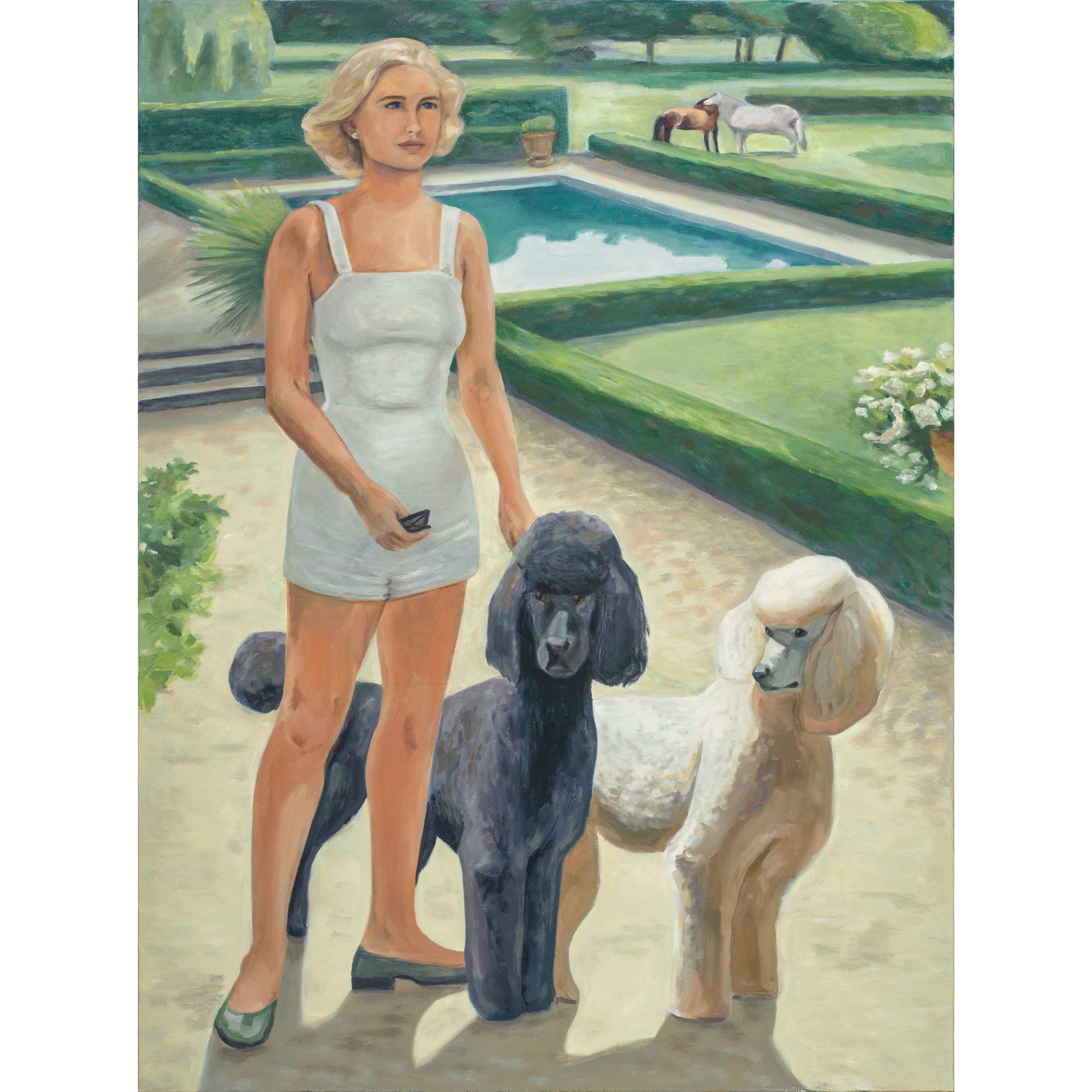 Portrait with Standard Poodles, 2024  •  Oil on Archival Canvas  •  48 × 36 inches  •  Studio Archive