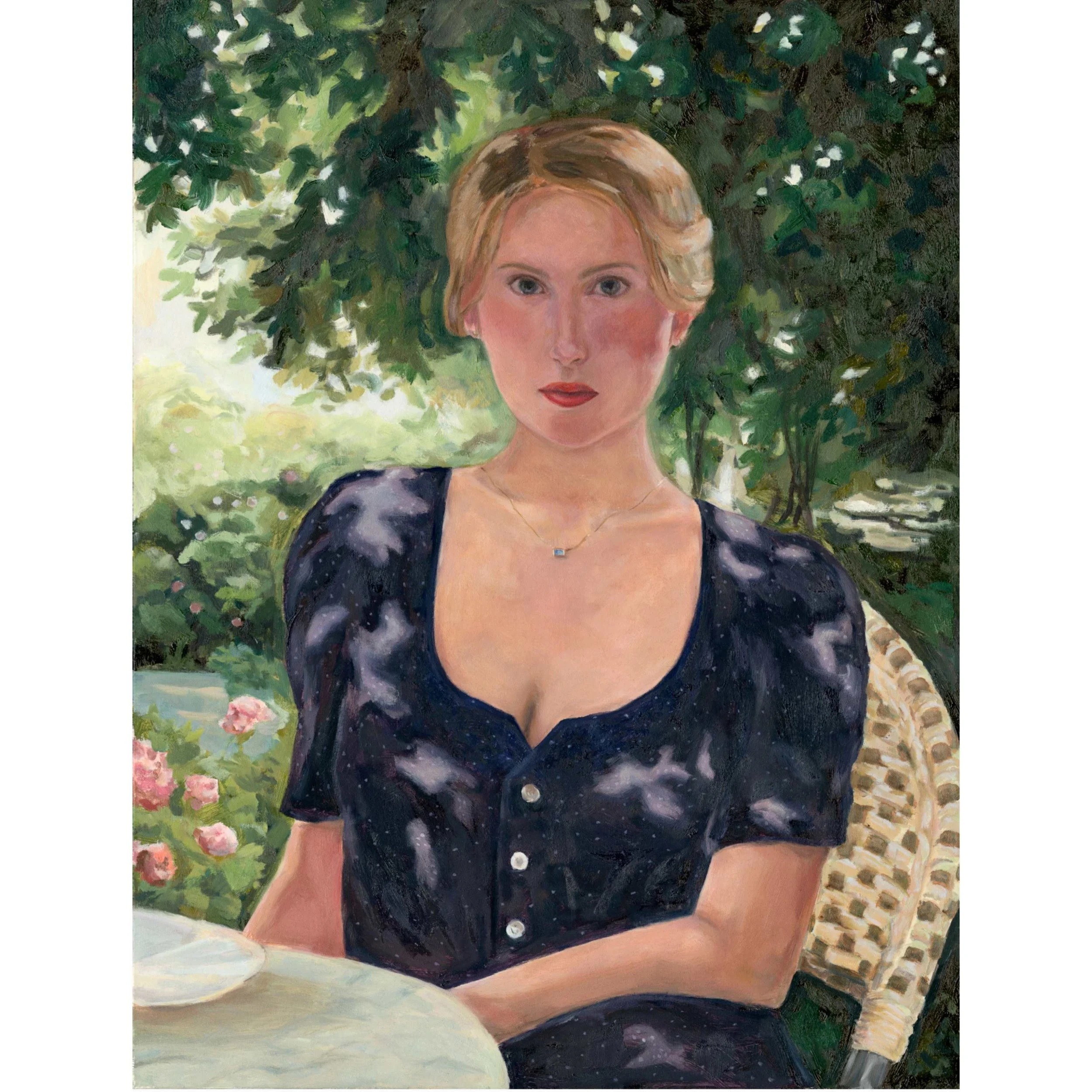 Woman in a Spotted Dress, 2025  •  Oil on Archival Canvas  •  40 × 30 inches  •  Studio Archive