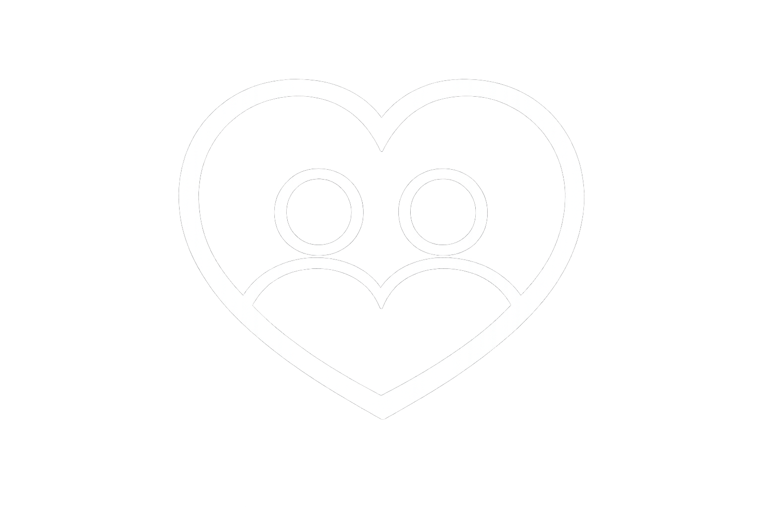 Outline of two people inside a heart shape.
