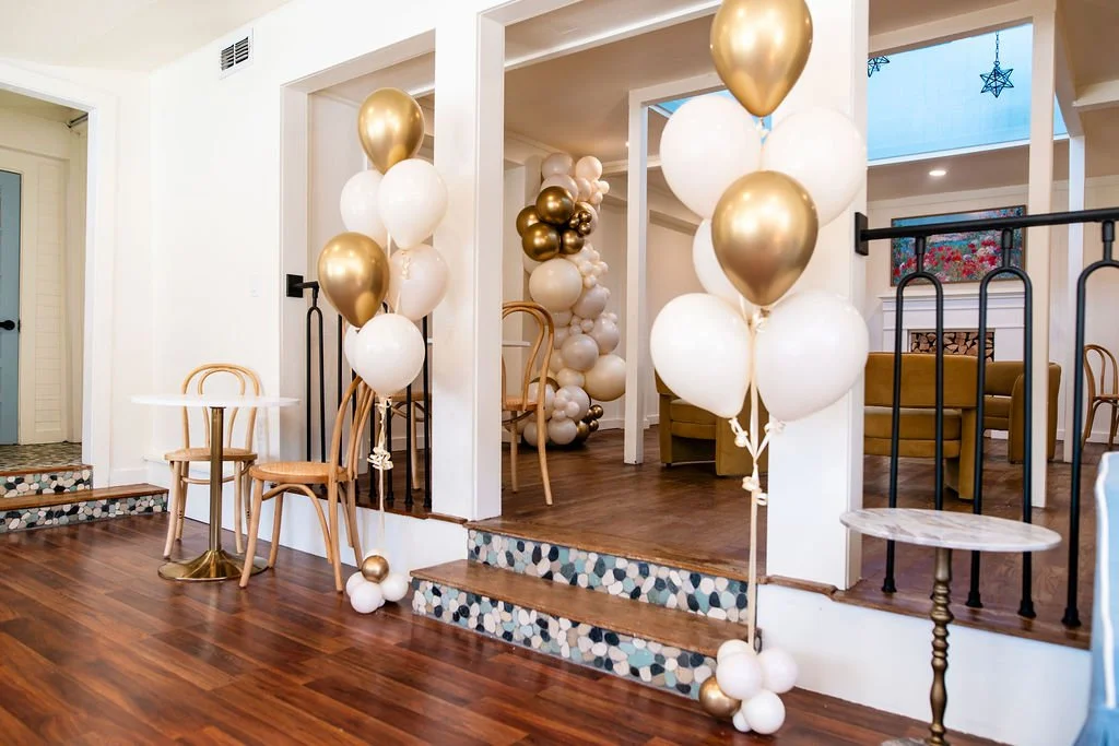 Decorated event setup inside Leigh's