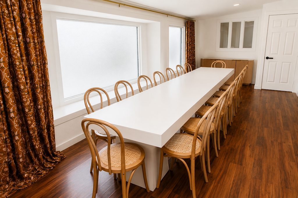 Tables and seating at Leigh's event venue