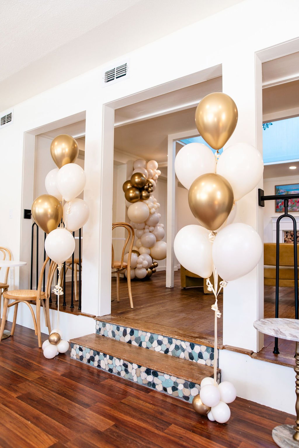 Decorated party setup at Leigh's