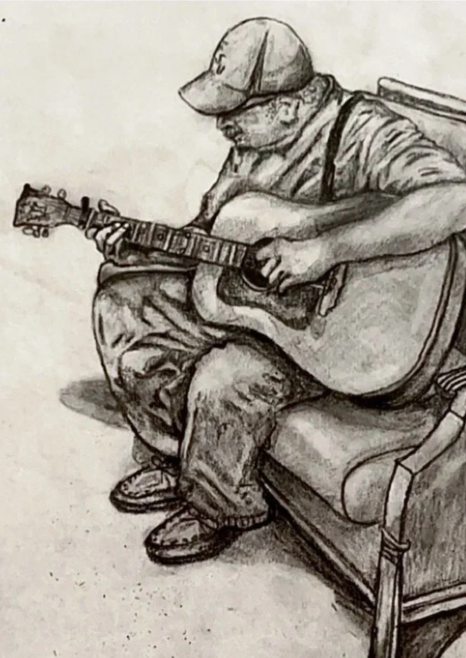The Inheritance.
This was a real moment, papa passing down his music from one generation to the next. More than a portrait, its a study of a memory- capturing the way music can bring family together and make an ordinary moment feel worth holding onto