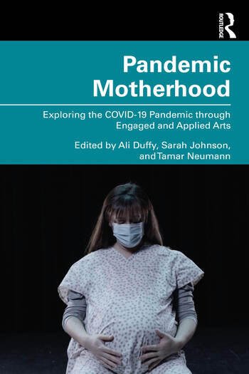Image of a pregnant woman wearing a face mask on the cover of a book