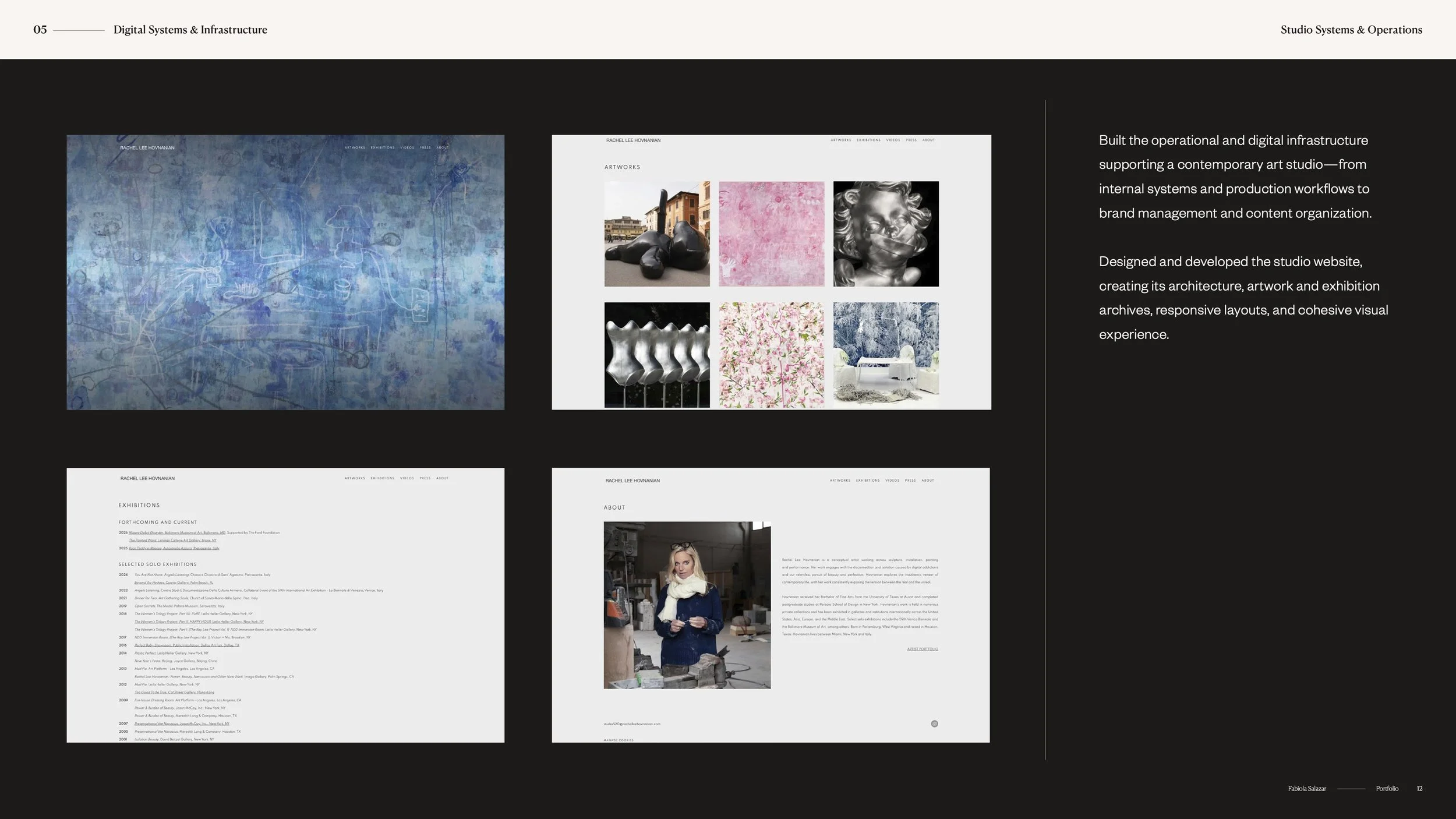 Website design and digital archive system developed for a contemporary art studio.