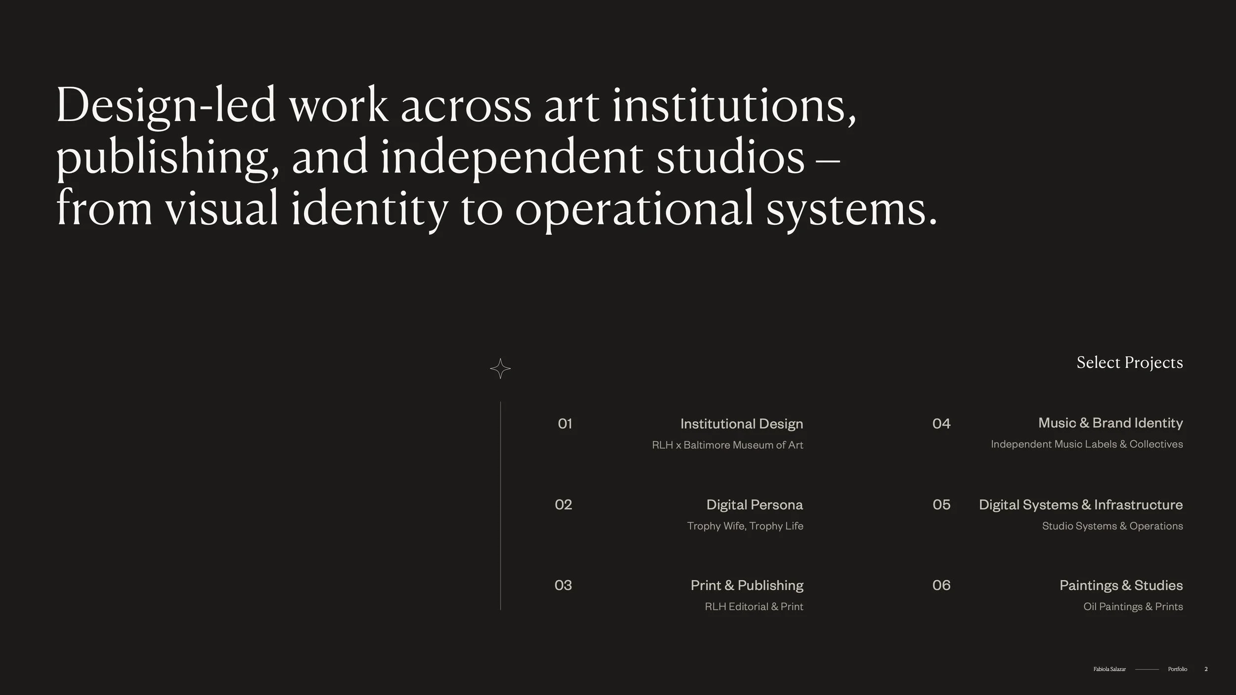 Overview of selected creative direction and multidisciplinary design projects.