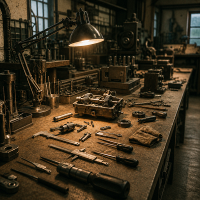 A workbench lit for focused work — the operating partner who takes the areas that need it most