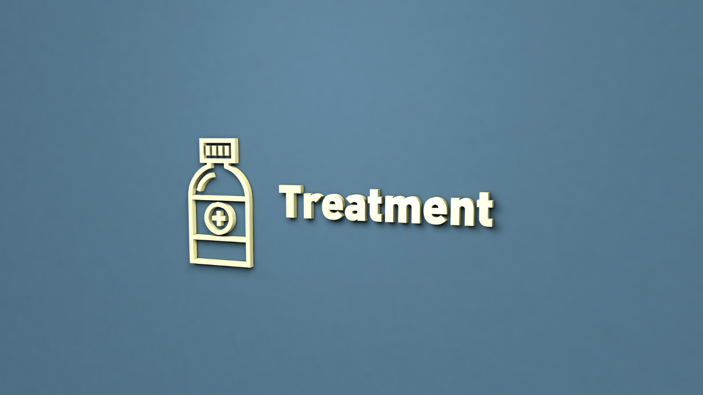 Icon of a medicine bottle with a medical cross and the word 'Treatment' next to it.