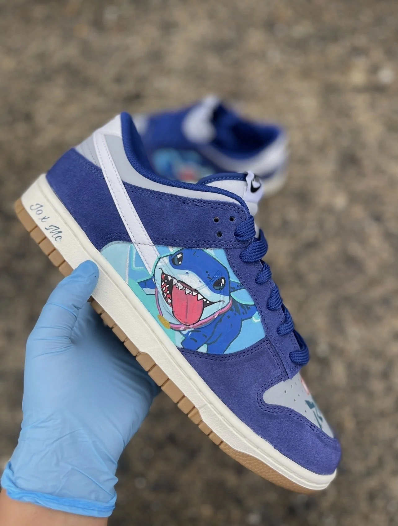 Hand-painted Jeffrey the Land Shark from Marvel Rivals themed Nike Air Force 1 custom sneaker by One Sole Customs