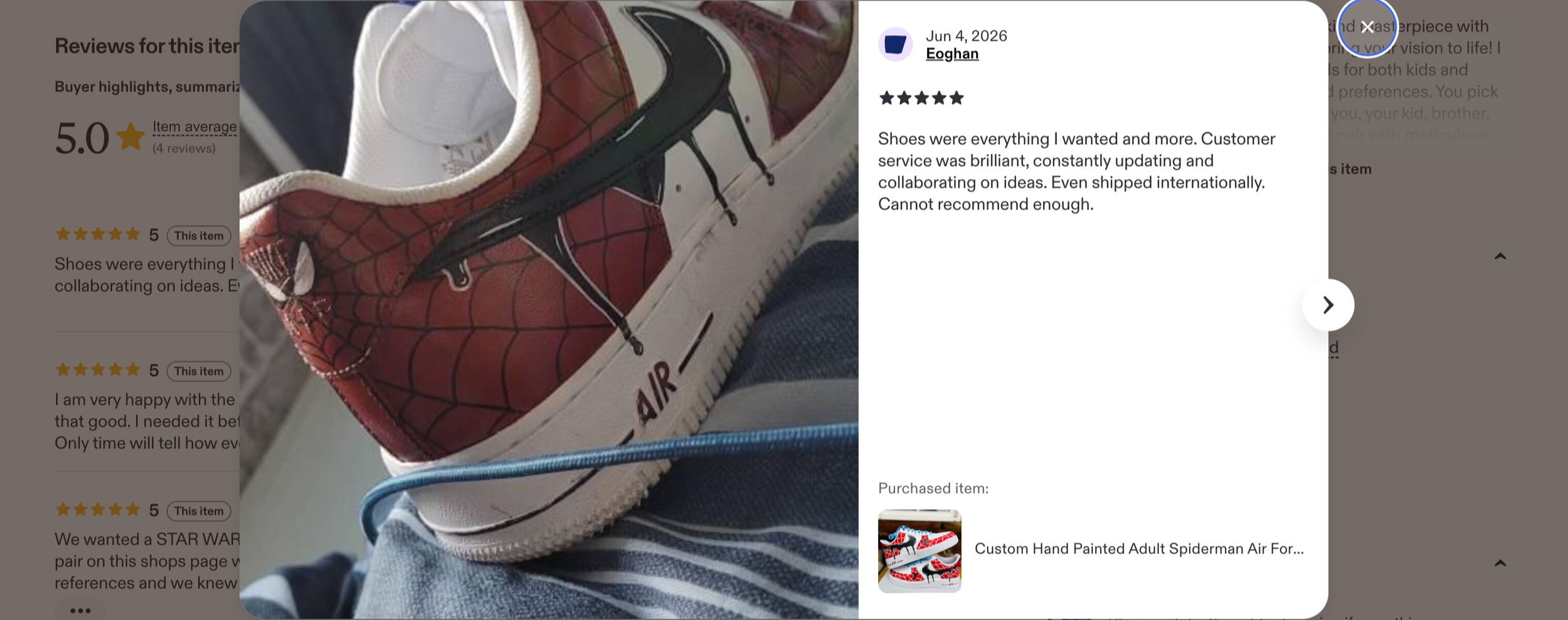 Custom Spider-Man inspired Nike Air Force 1 featuring hand-painted web details and comic-inspired artwork.