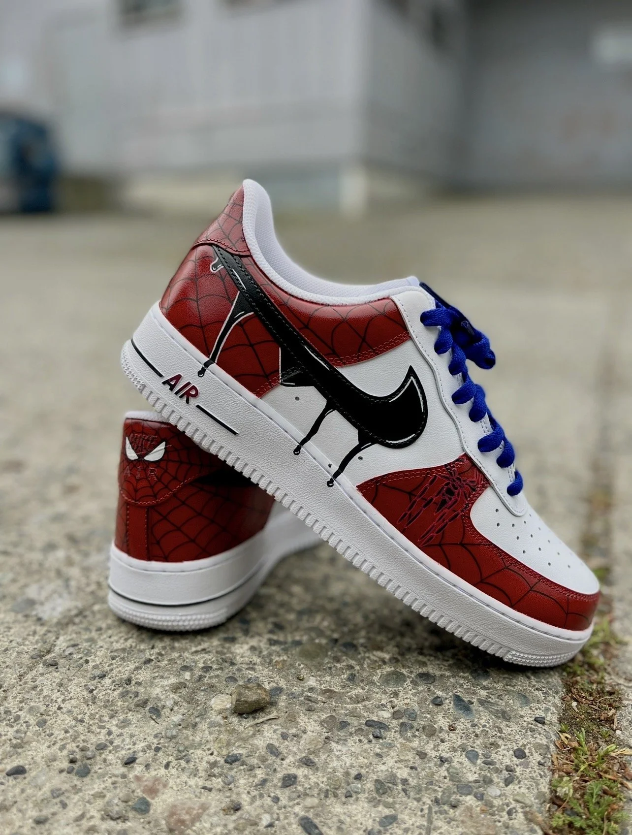 Hand-painted Spider-Man themed Nike Air Force 1 custom sneaker by One Sole Customs
