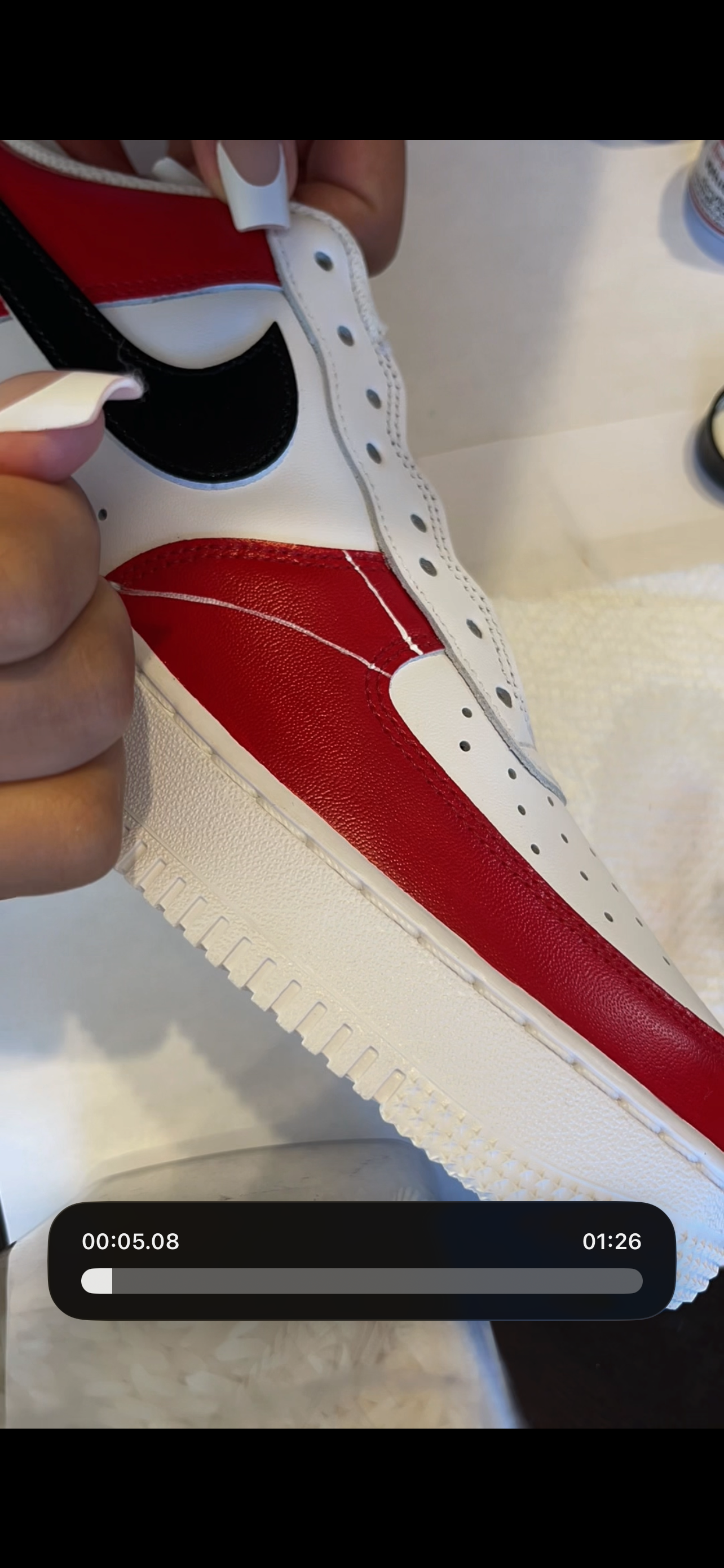 Multi-color custom sneaker artwork in progress on Nike Air Force 1