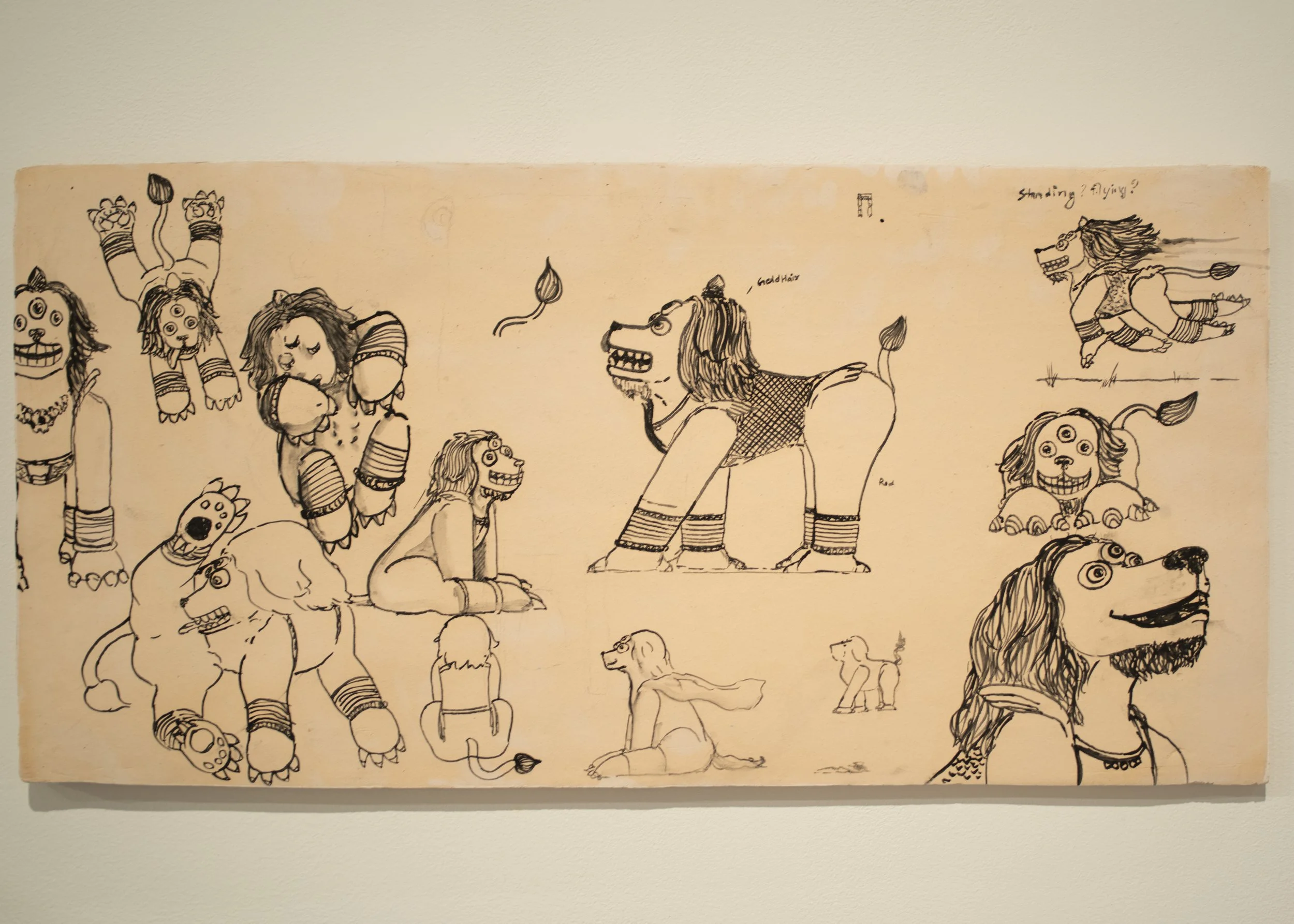 Drawing slab of the guardian simha-dog I Ceramic, Underglaze I 33 x 66 cm I 2023