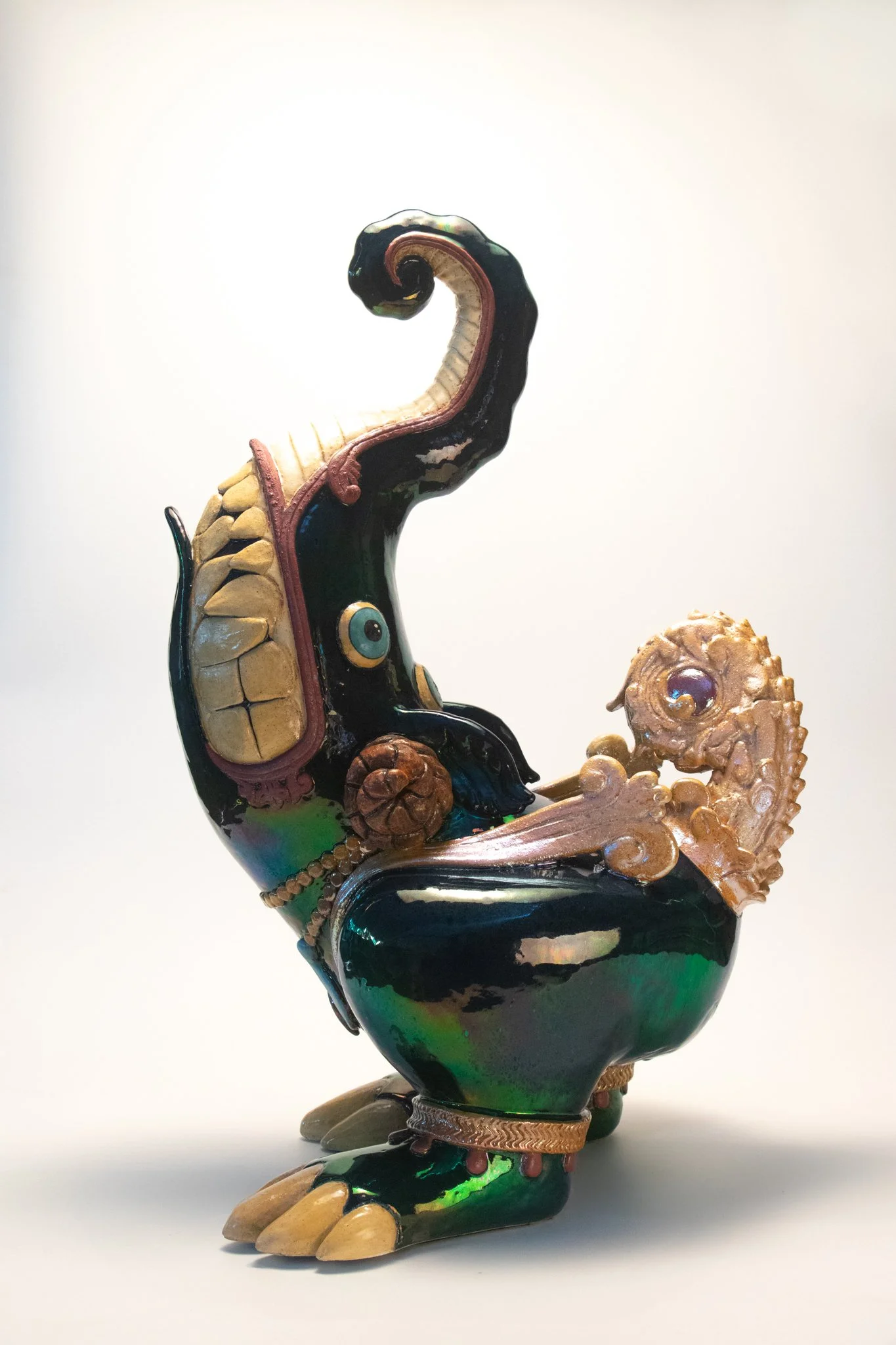Makara II I Ceramic, Underglaze, In-glaze lustre I 82 x 44 x 56 cm I 2024