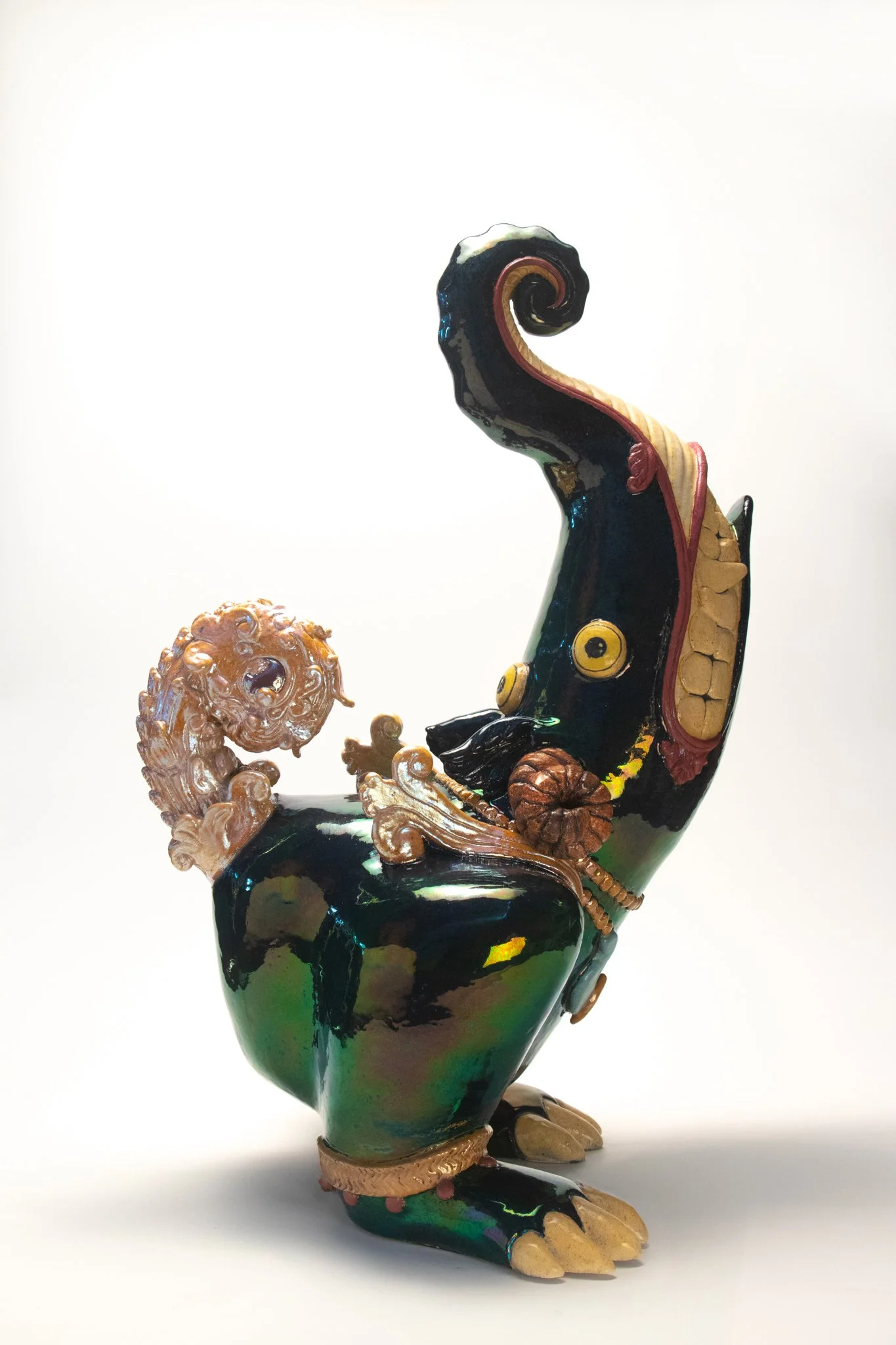 Makara I I Ceramic, Underglaze, In-glaze lustre I 79 x 45 x 56 cm I 2024