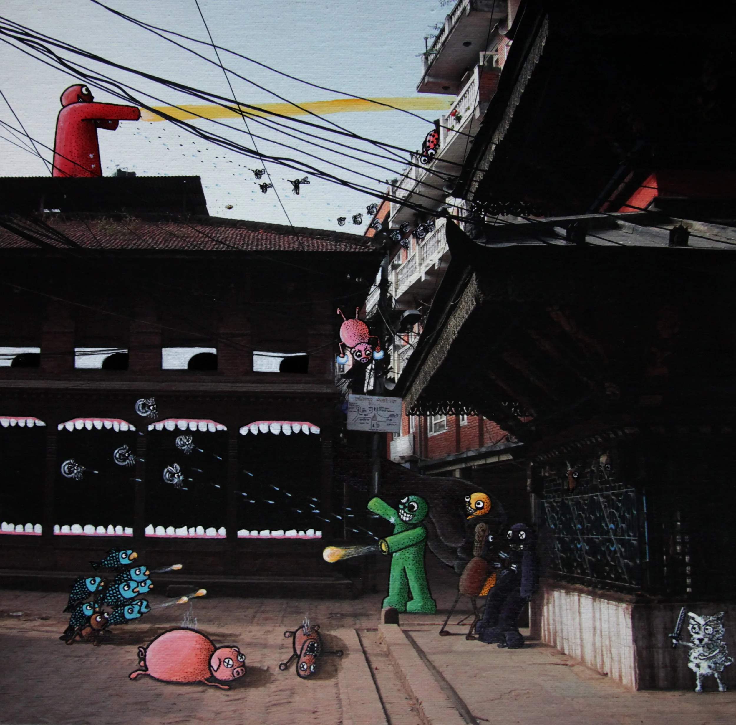 Volitary Grotesques 9 I Acrylic Color over Photograph Printed on Canvas I 30 cm x 30 cm I 2016