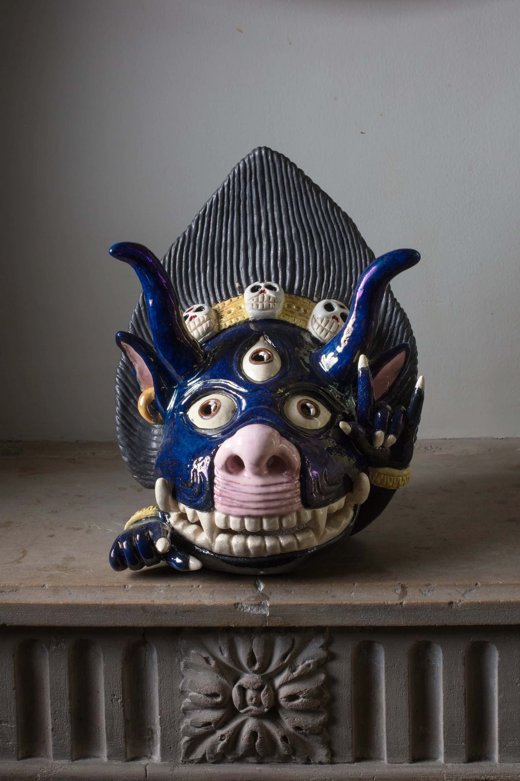 Yamantak I Ceramic, Underglaze, In-glaze lustre I 12 x 9 x 6.5 in I 2025 I Photo credit: Anthony Girardi