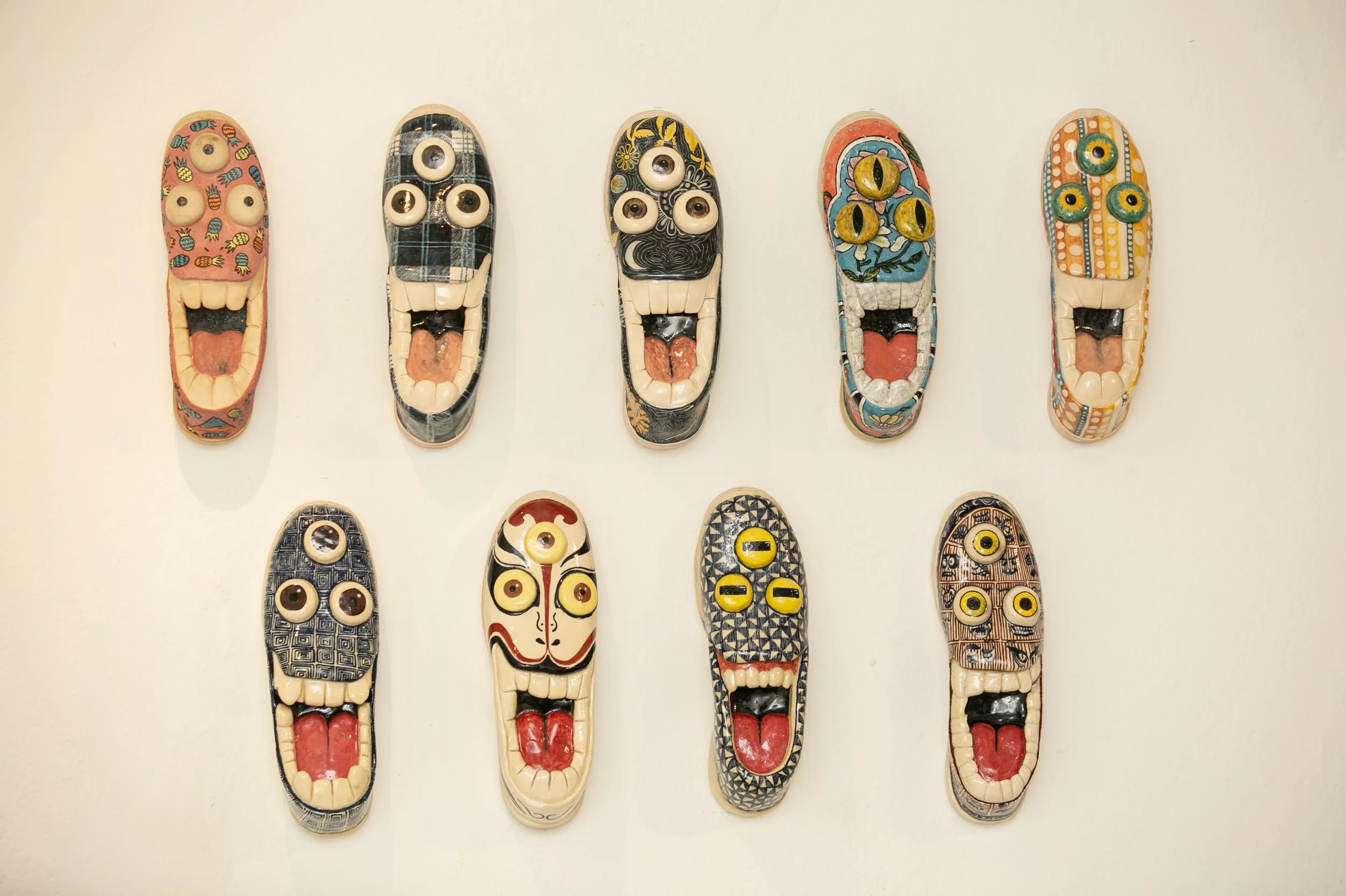 Jutta I Ceramic, Underglaze I approx. 7cm x 9cm x 28cm each I 2019-2020 