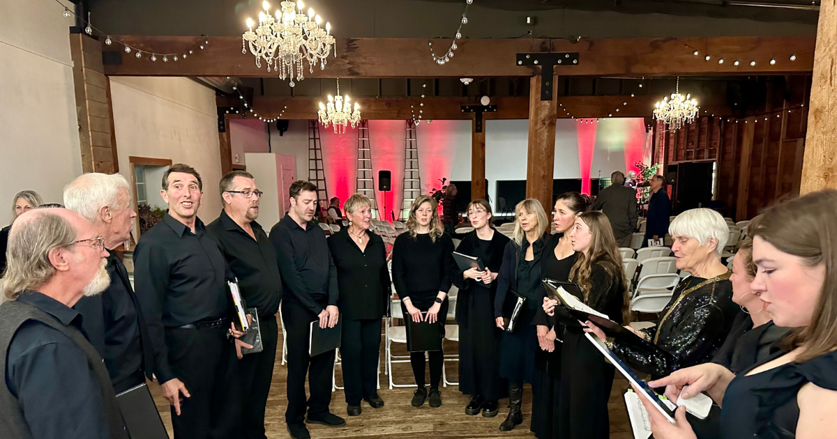 CGOA - Voci Community Choir warming up for concert at The Ruins
