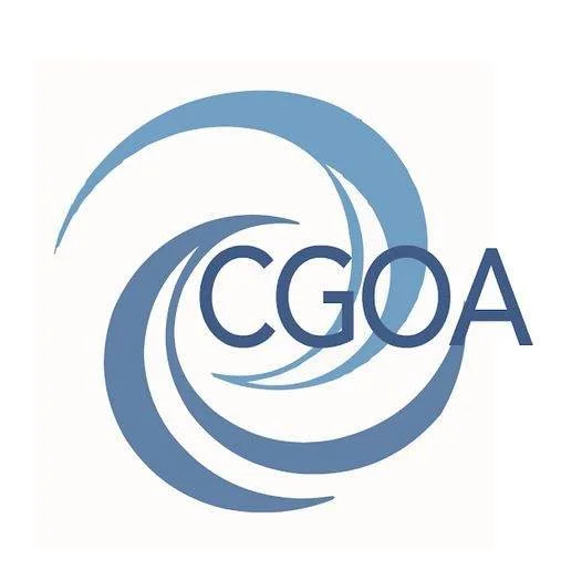 Logo with a stylized swirl design and the letters 'CGOA' in the center.