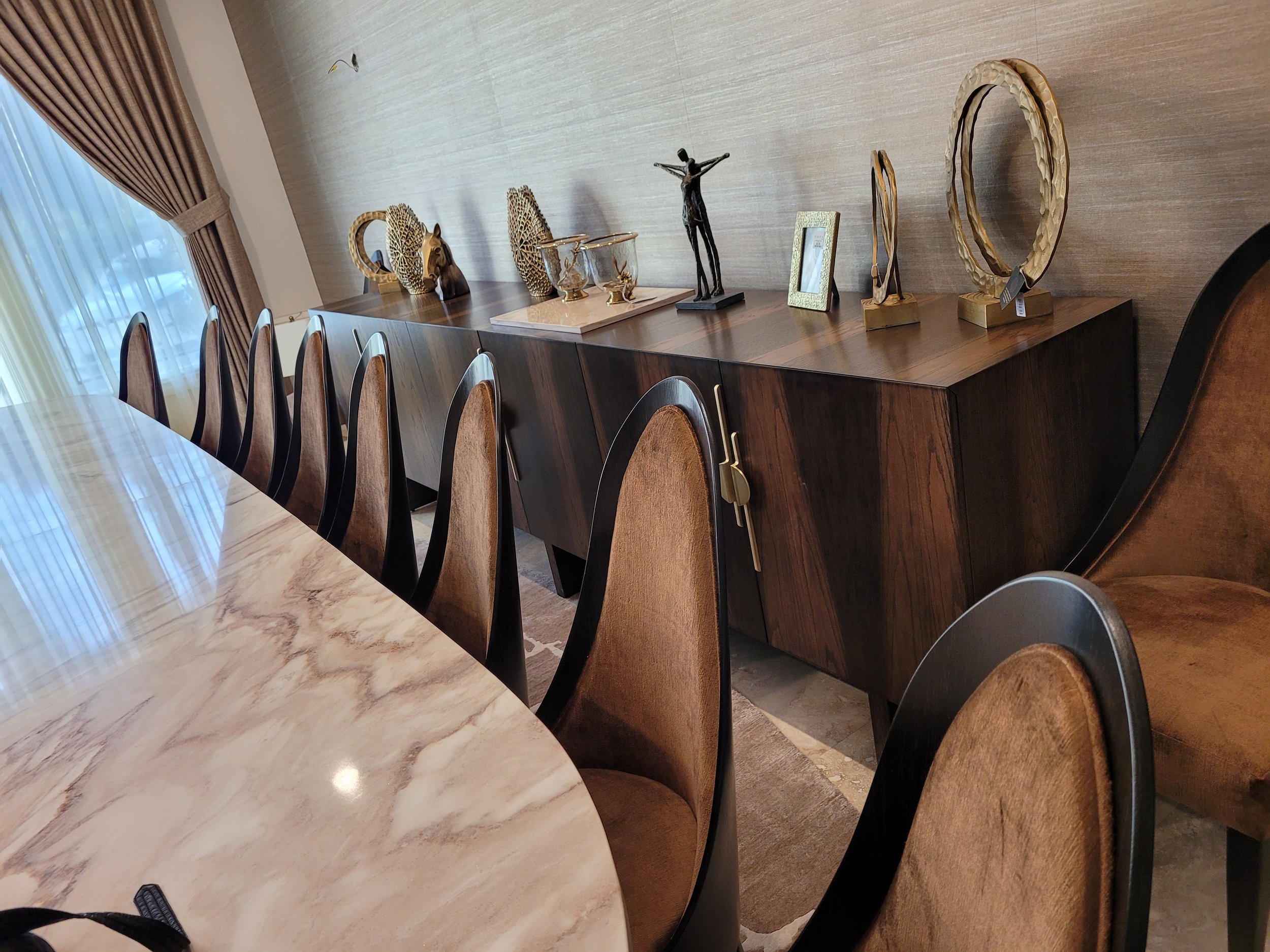 Extra Long Dining Table - Rounded Dining Chairs