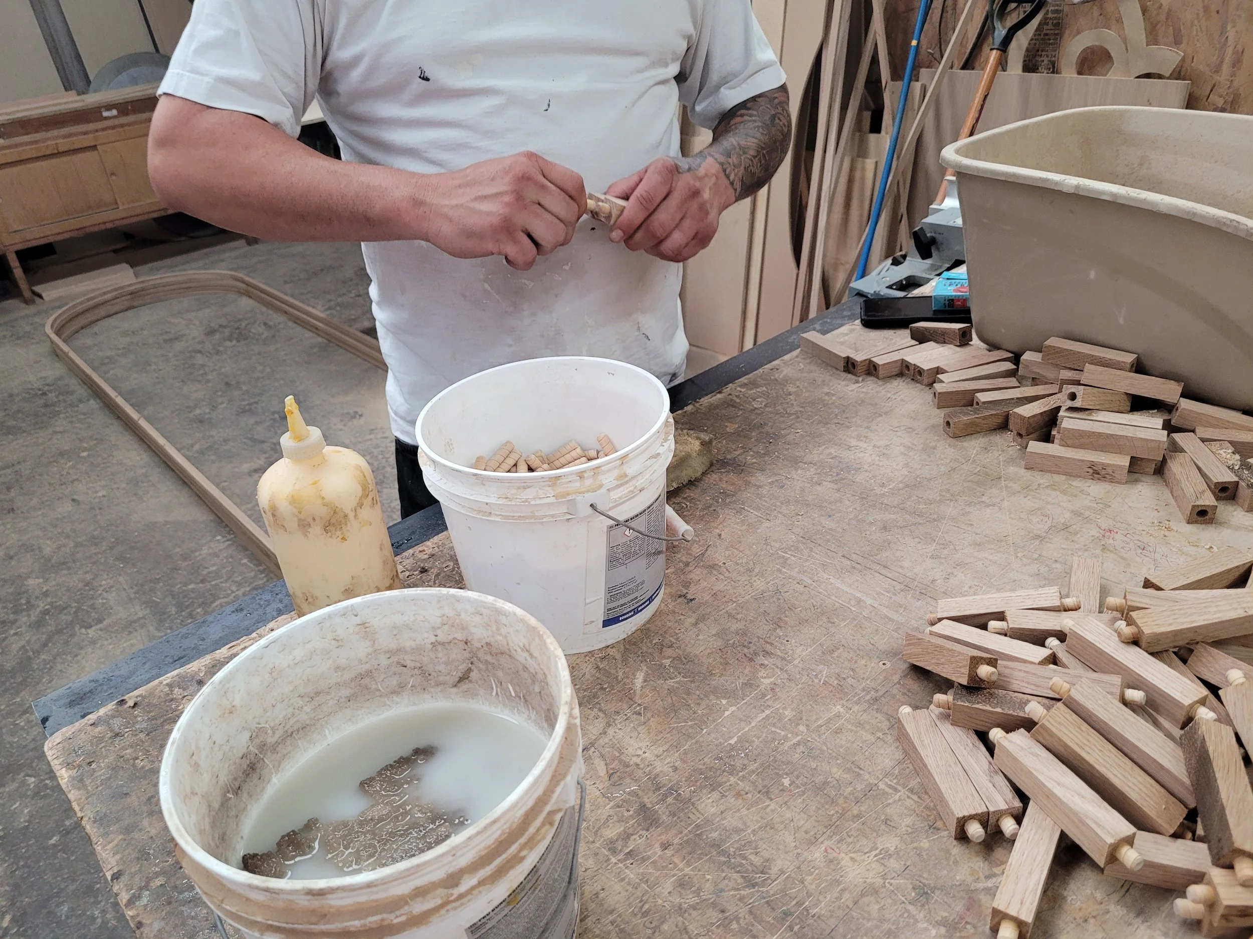 CUSTOM DINING TABLE PROJECT - PIECE BY PIECE 
Gluing each individual piece for the base