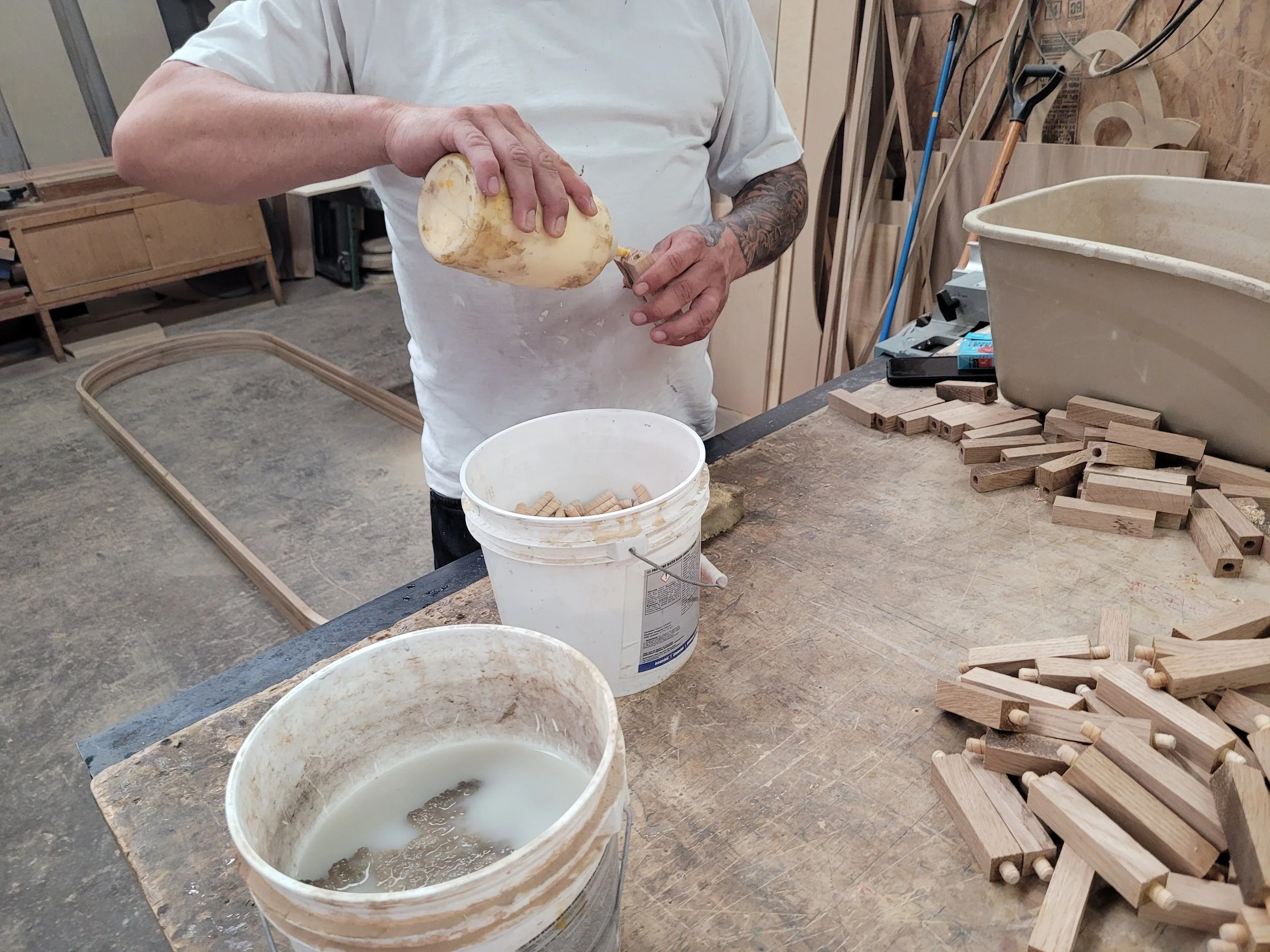 CUSTOM DINING TABLE PROJECT - PIECE BY PIECE 
Gluing each individual piece for the base