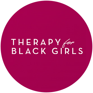 Logo for Therapy for Black Girls with a pink background and white text.