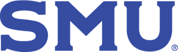 Blue SMU logo on a white background