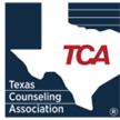 Logo of the Texas Counseling Association with an outline of Texas and the letters 'TCA' in red.
