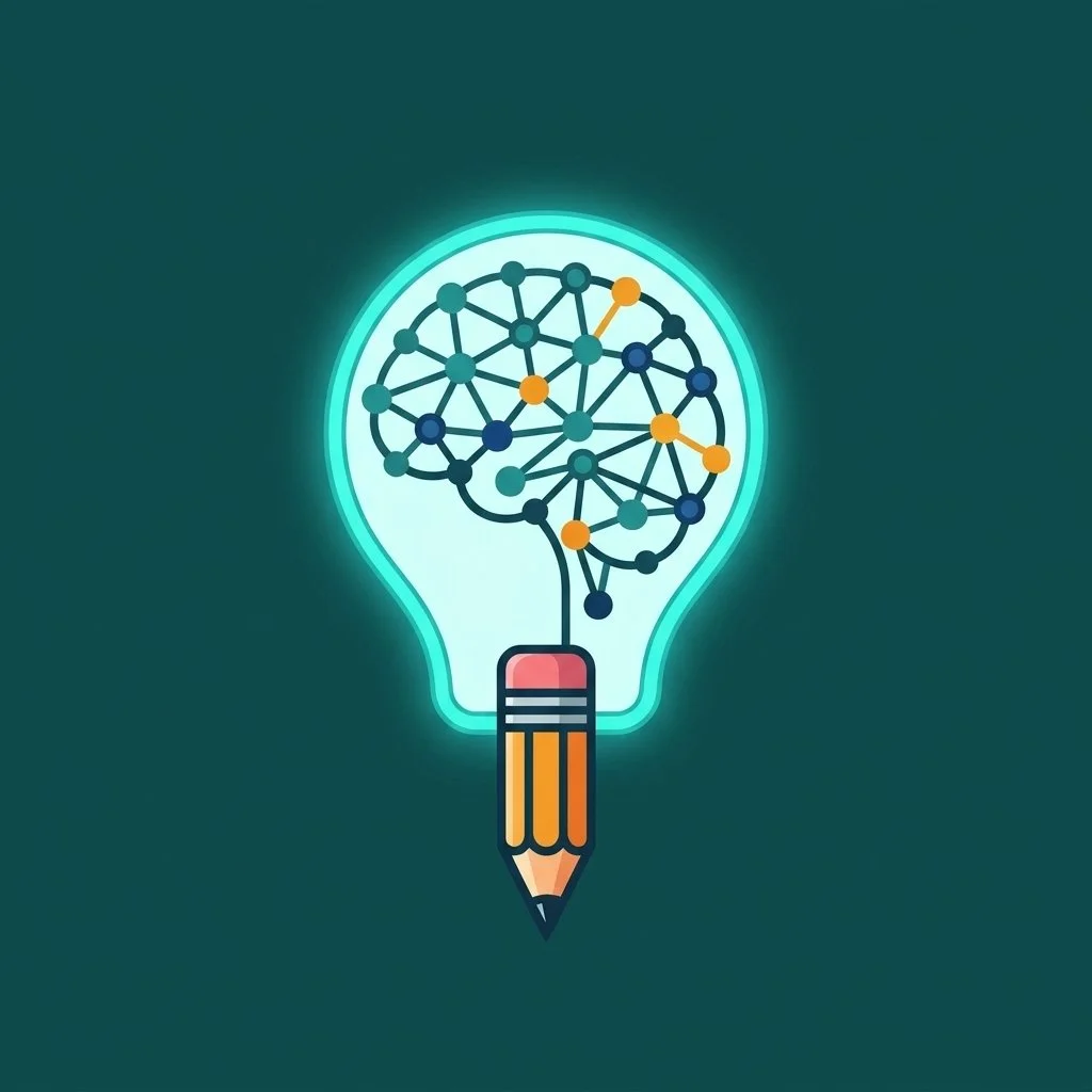 image of ai in a lightbulb with a pencil stem
