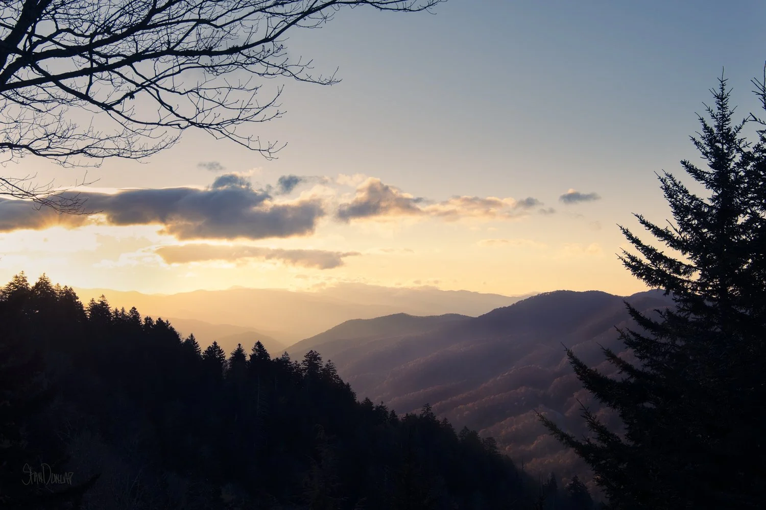 Smoky Mountains glowing at sunrise