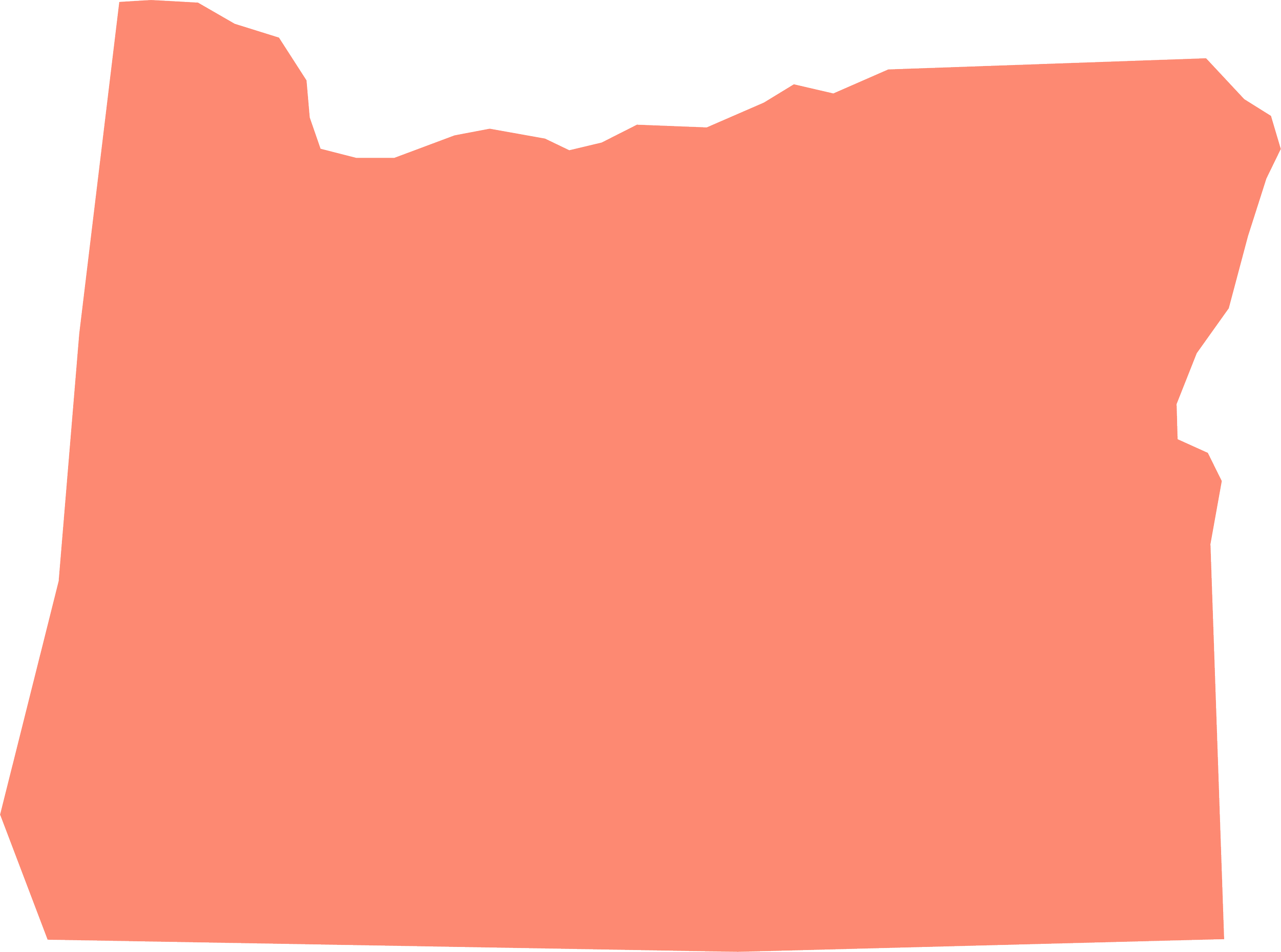 A pink image of the state of Oregon