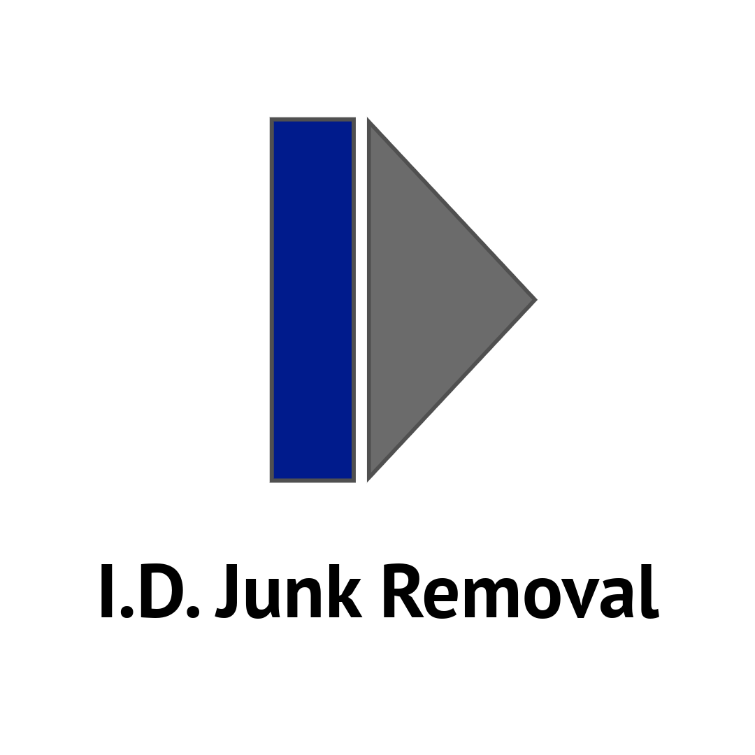 Logo for I.D. Junk Removal with a blue and gray arrow graphic.