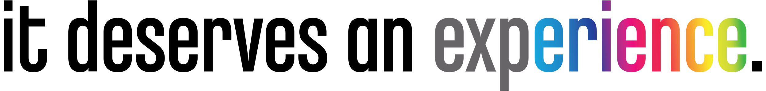 Colorful graphic with the text 'experience' and a rainbow-colored gradient background.