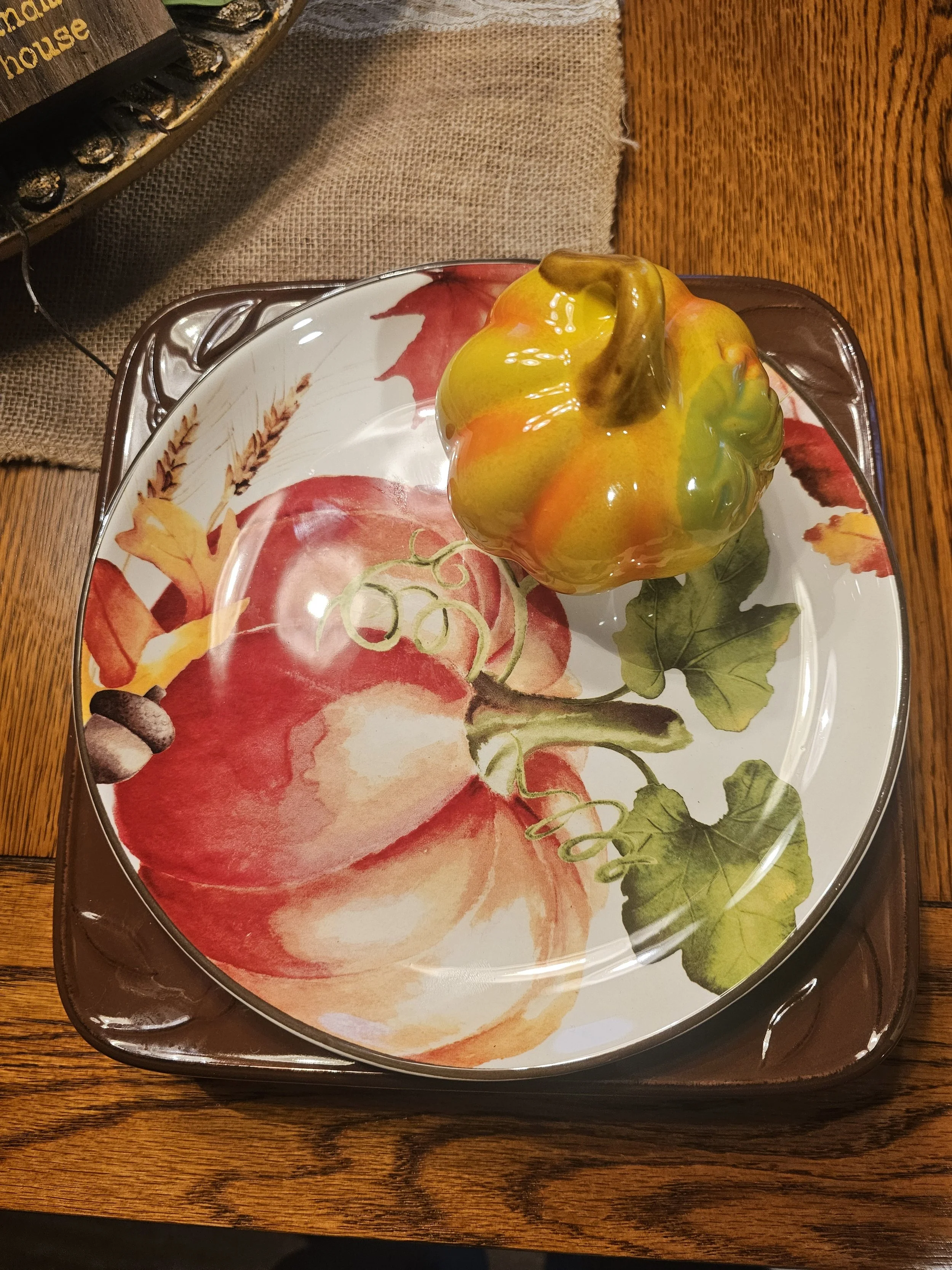 Harvest collection square base layered fall themed garden art