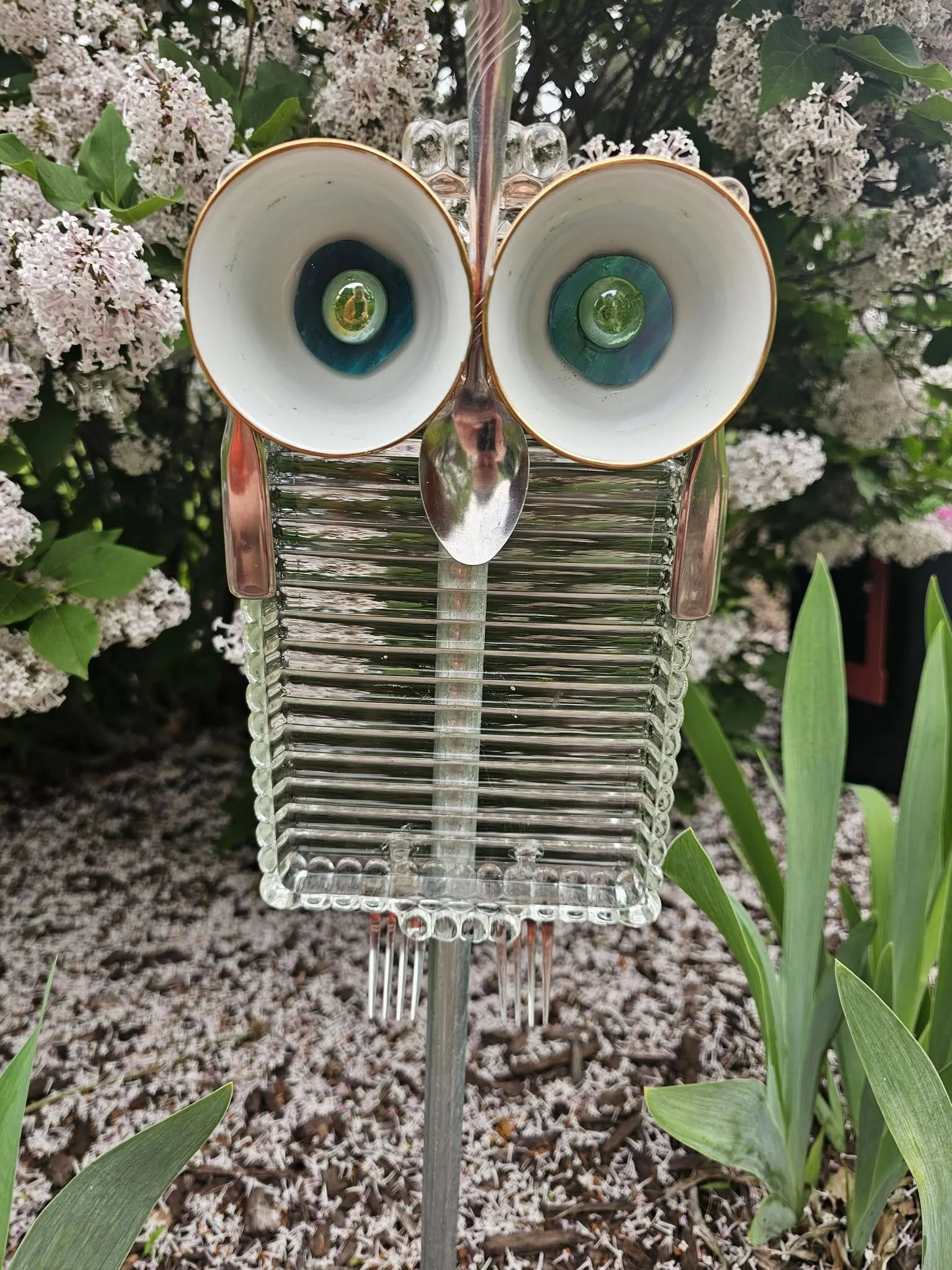 Glass Owl Garden Decor