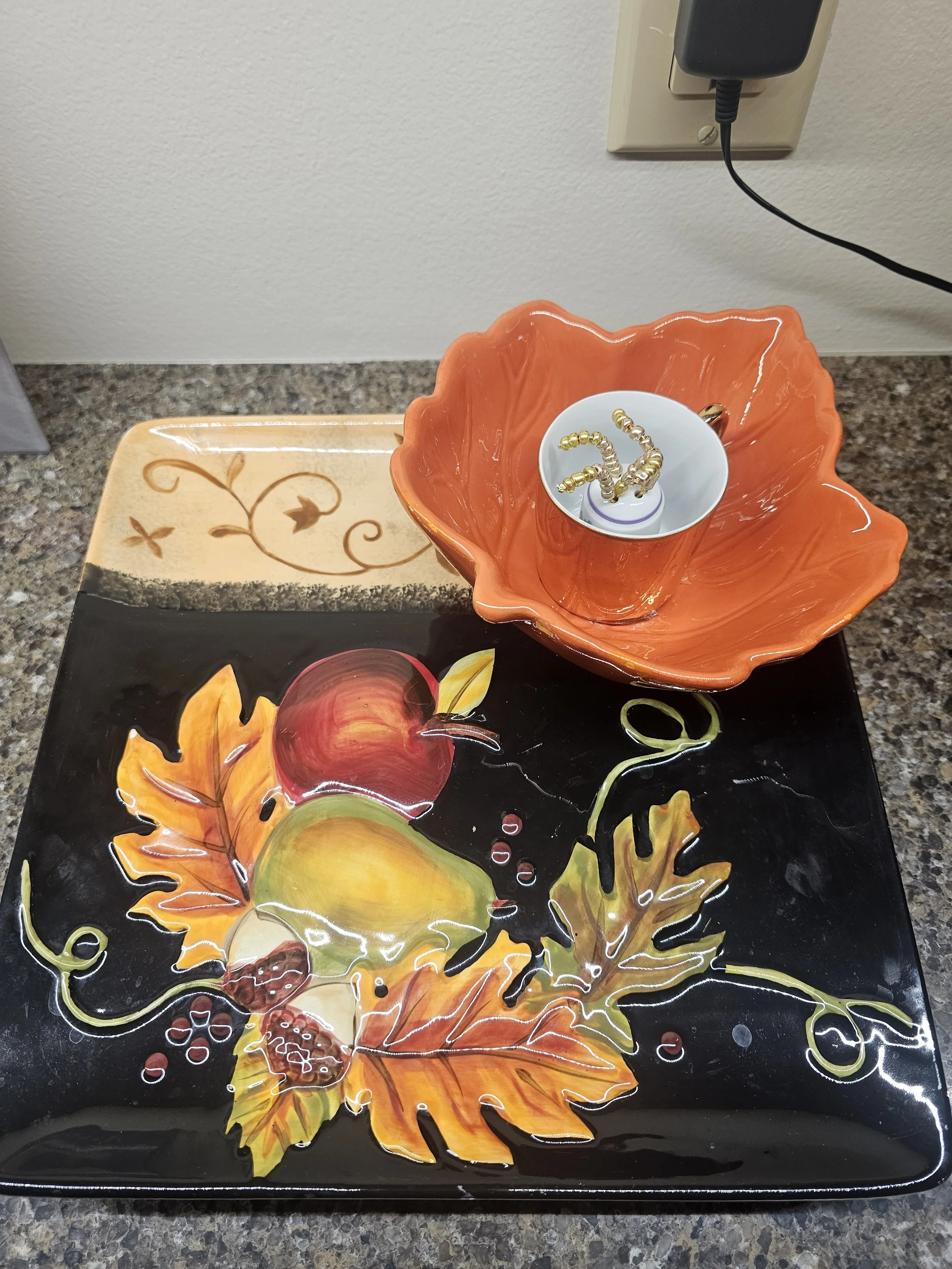 Harvest collection  large black square bases garden art