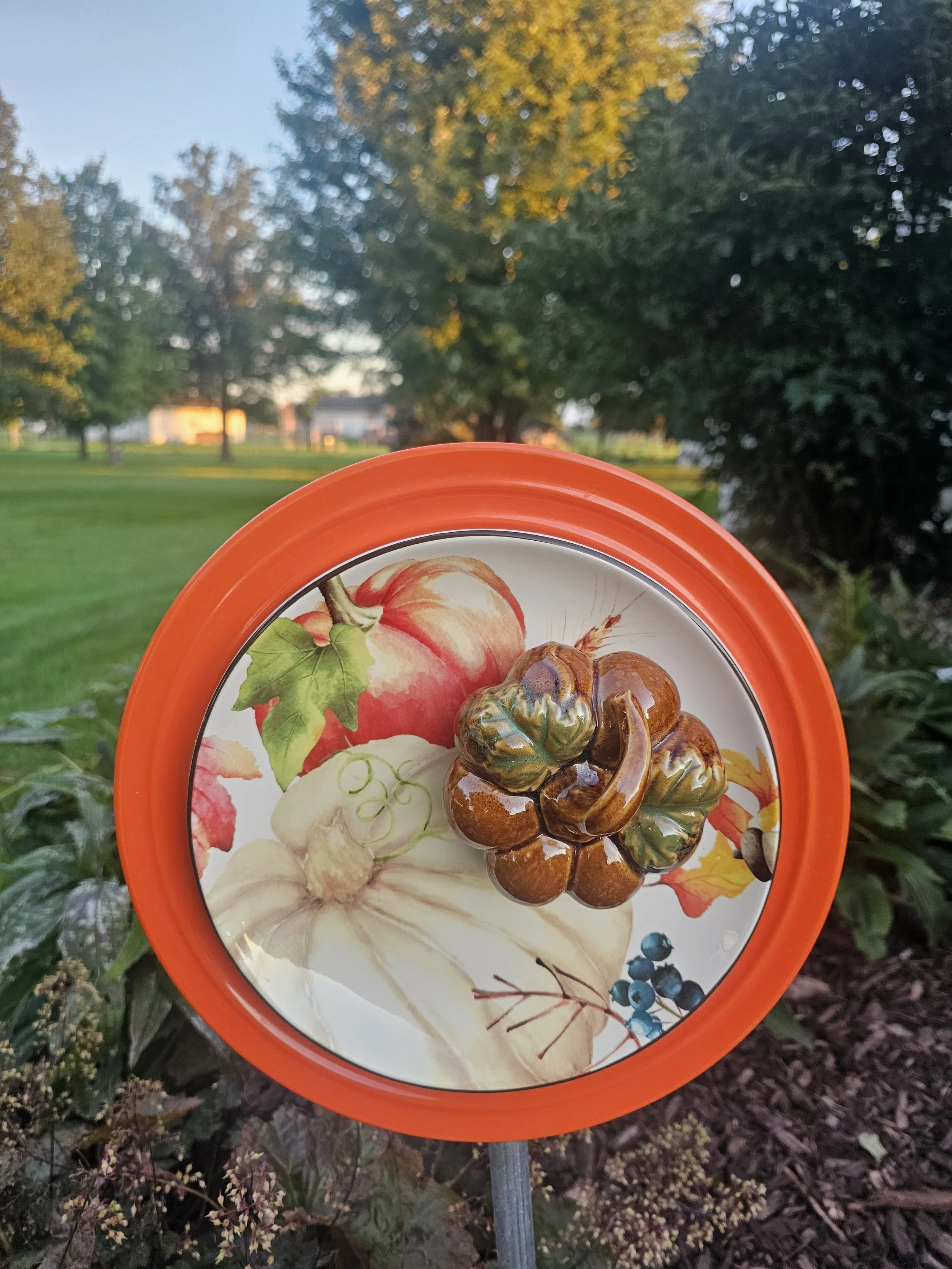 Harvest collection  bright orange layered glass piece