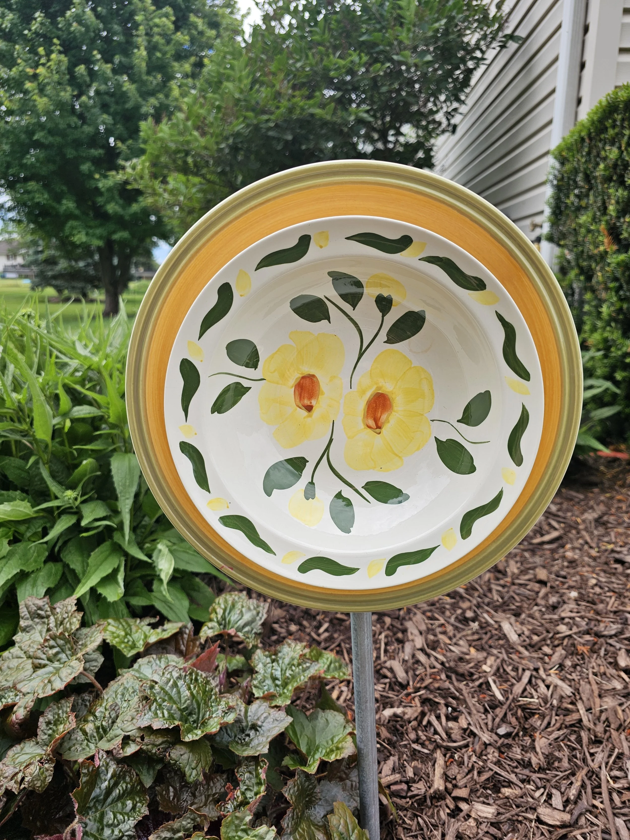 12 inch glass garden art flower