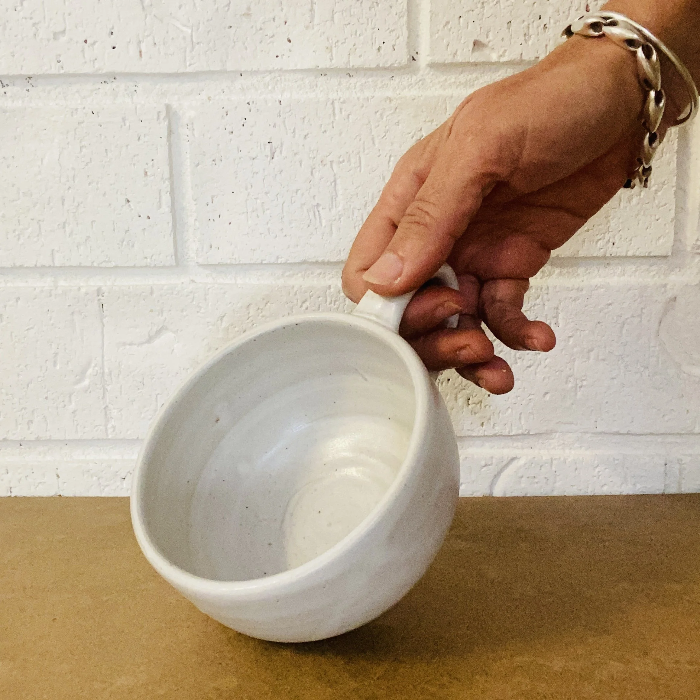 Creamy White Stoneware Cup