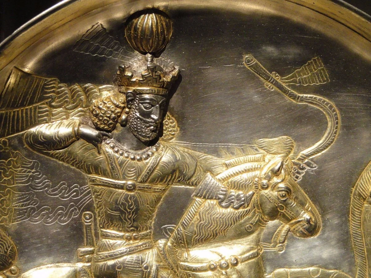 Gilded silver plate of Shapur II hunting