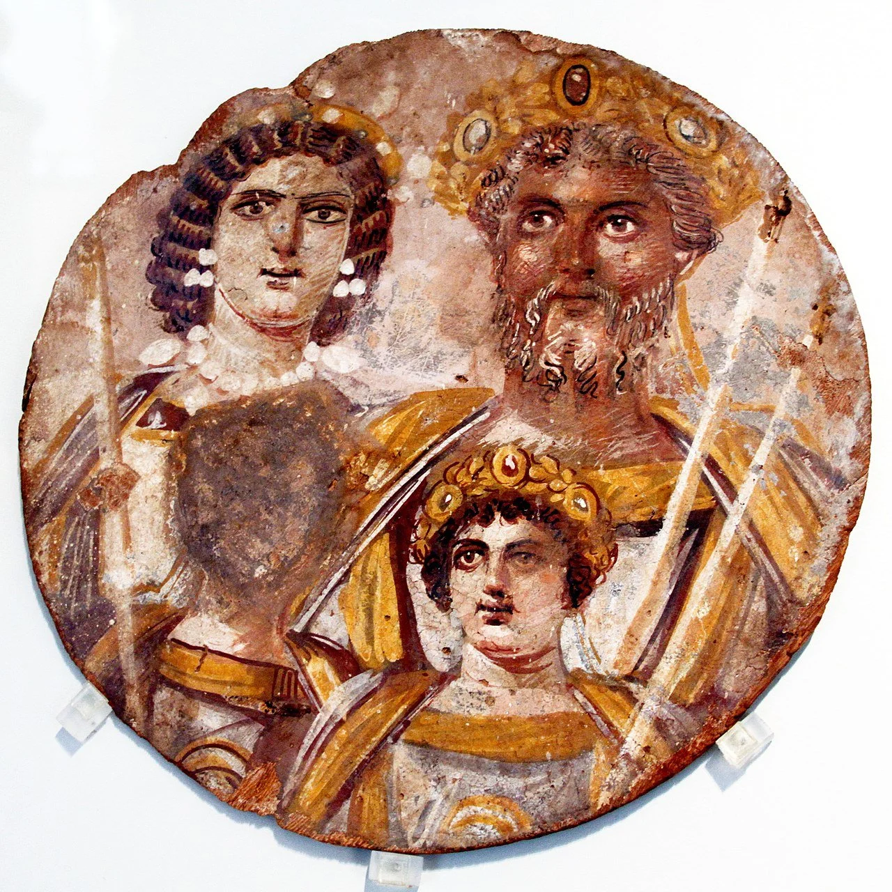 Severan Tondo depicting Septimius Severus, Julia Domna, Caracalla, and the effaced image of Geta